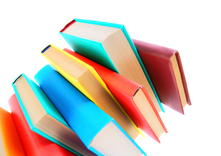 Multi-colored stack of books